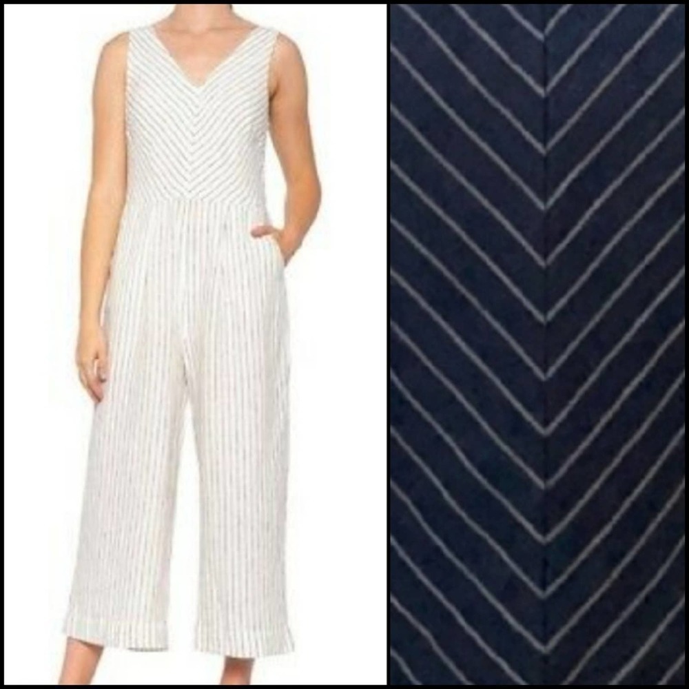 NEW! RACHEL ZOE Linen Cropped Jumpsuit/Romper 2.